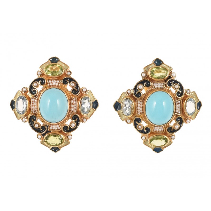 Turquoise button earrings