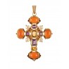 Baroque cross pendant handmade in Italy by Percossi Papi with natural stones