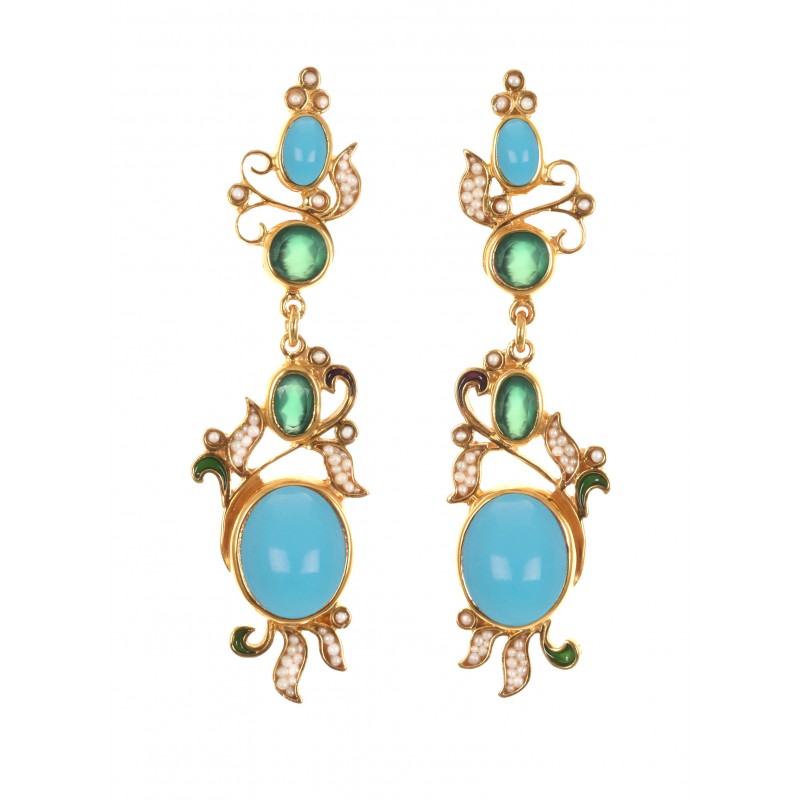 Floral turquoise earrings