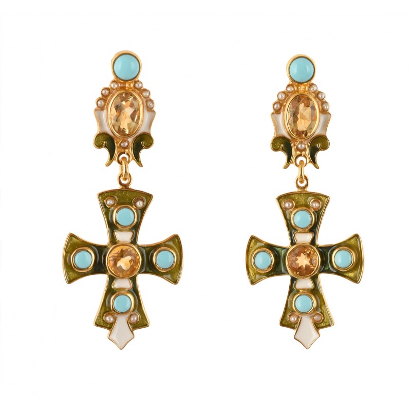 Byzantine cross earrings