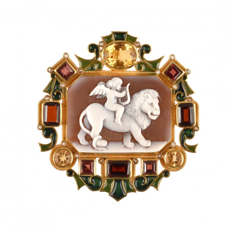 Roman precious cameo brooch and pendant made in Italy by Percossi Papi