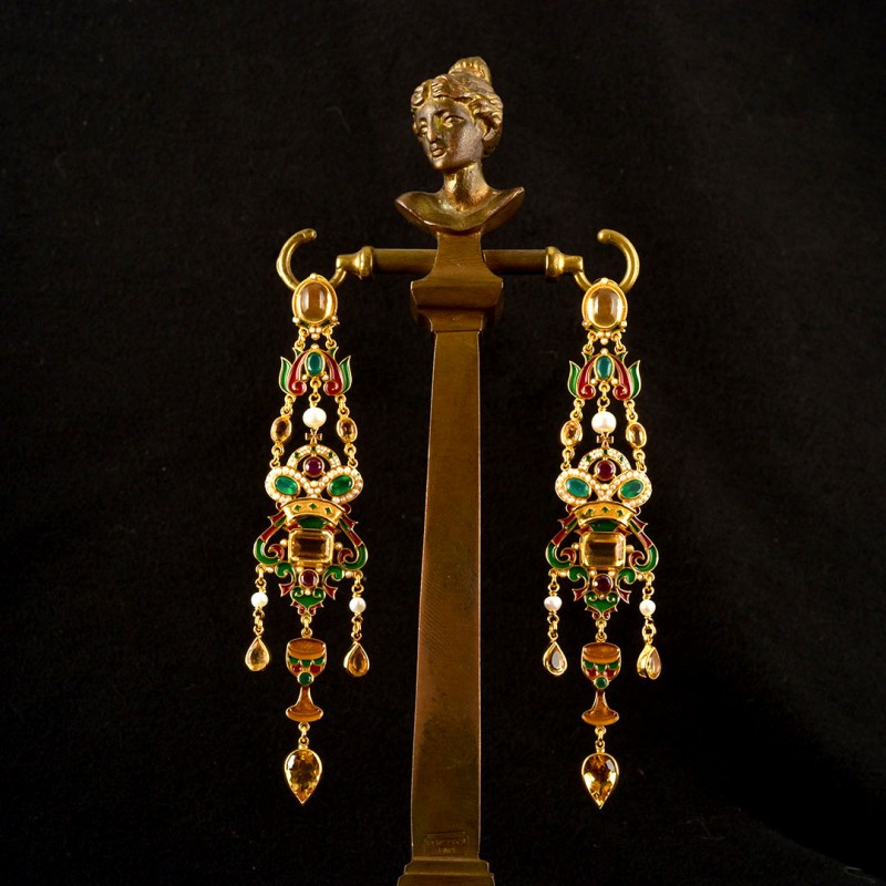 The King of Cups Tarots earrings, handmade in Italy by Percossi Papi with natural stones