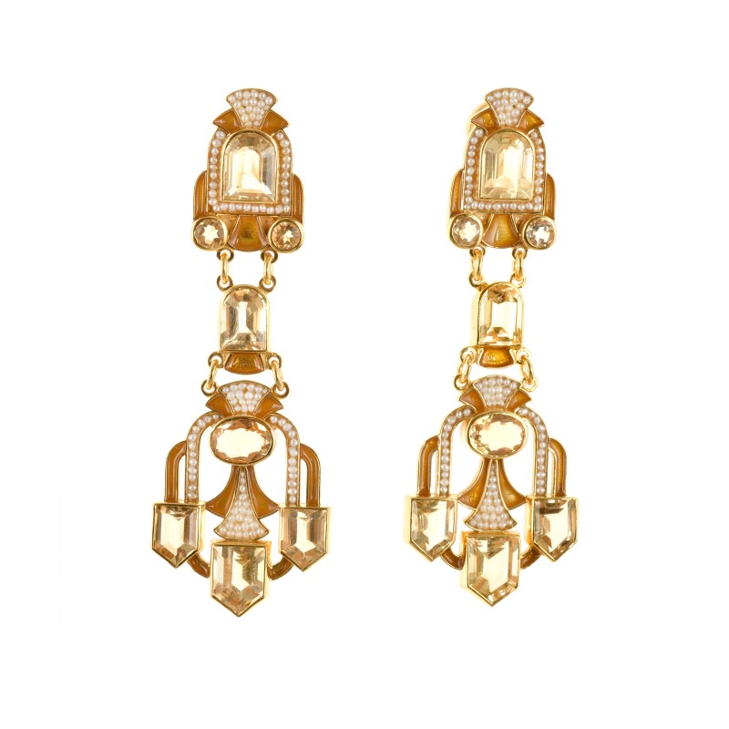 Art Decò earrings, handmade in Italy by Percossi Papi with natural stones