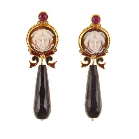 Medusa cameo earrings