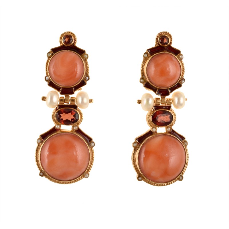 Coral hinge earrings