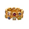 Double hinge ring, handmade in Italy by Percossi Papi with natural stones