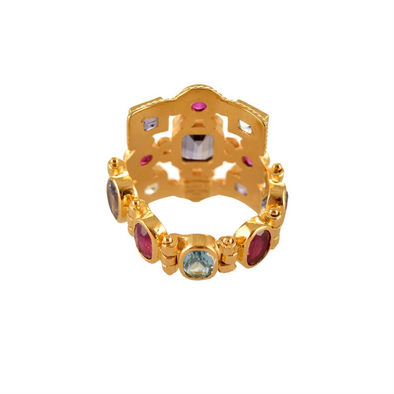 Renaissance ring, handmade in Italy by Percossi Papi with natural stones