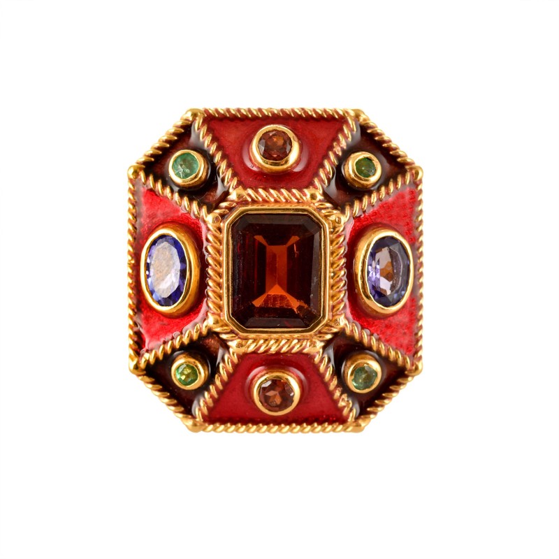 Renaissance ring, handmade in Italy by Percossi Papi with natural stones