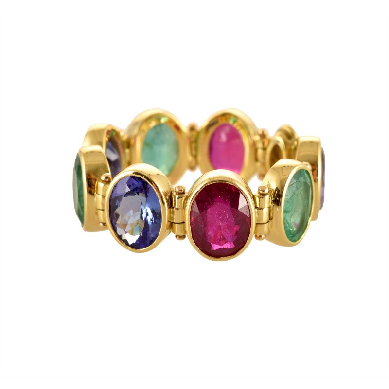 Hinge ring, handmade in Italy by Percossi Papi with natural stones