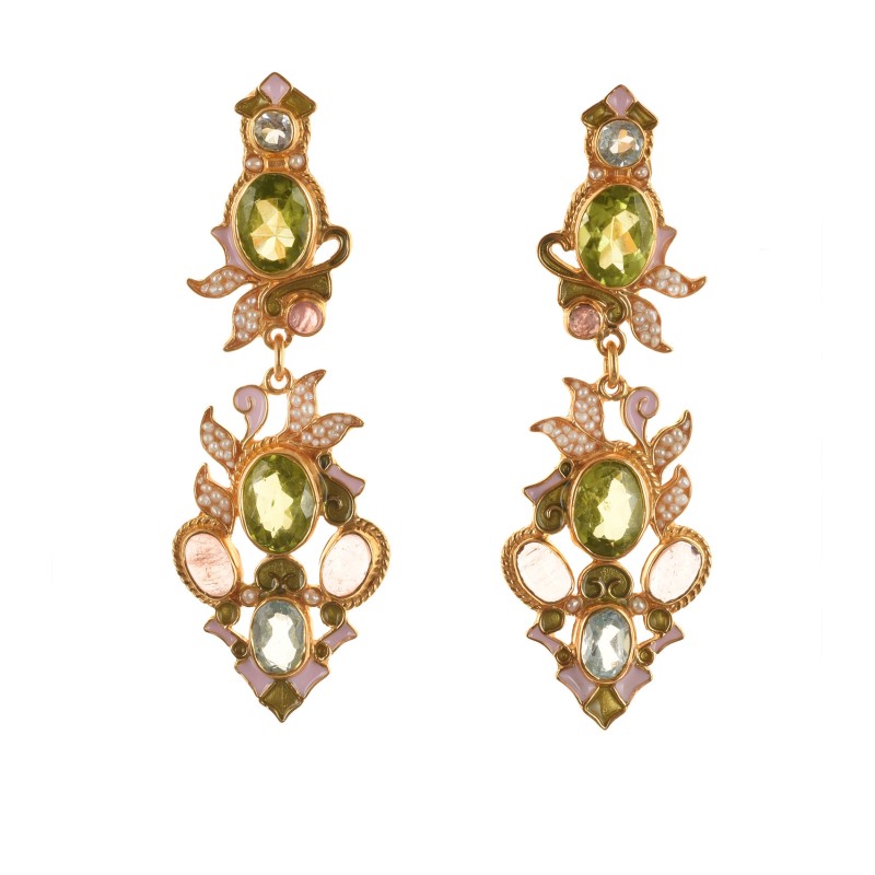 Spring earrings, made in Italy by Percossi Papi with natural stones